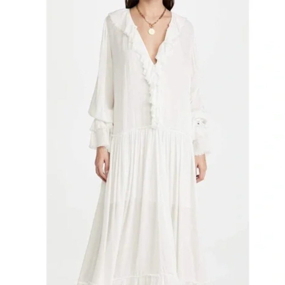 *SOLD*Free People Sweet Darlin Dress in Ivory size small (oversized) slip inside